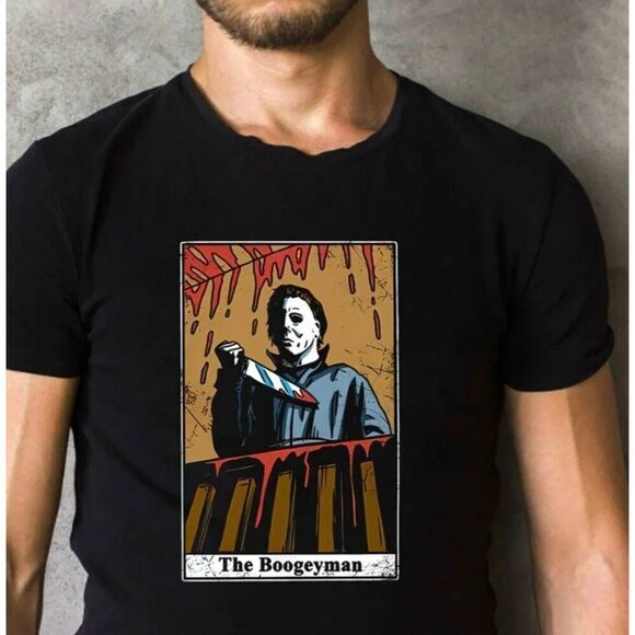 Michael Myers The Boogeyman Black Graphic Tarot Tee Unisex - Picture 1 of 5